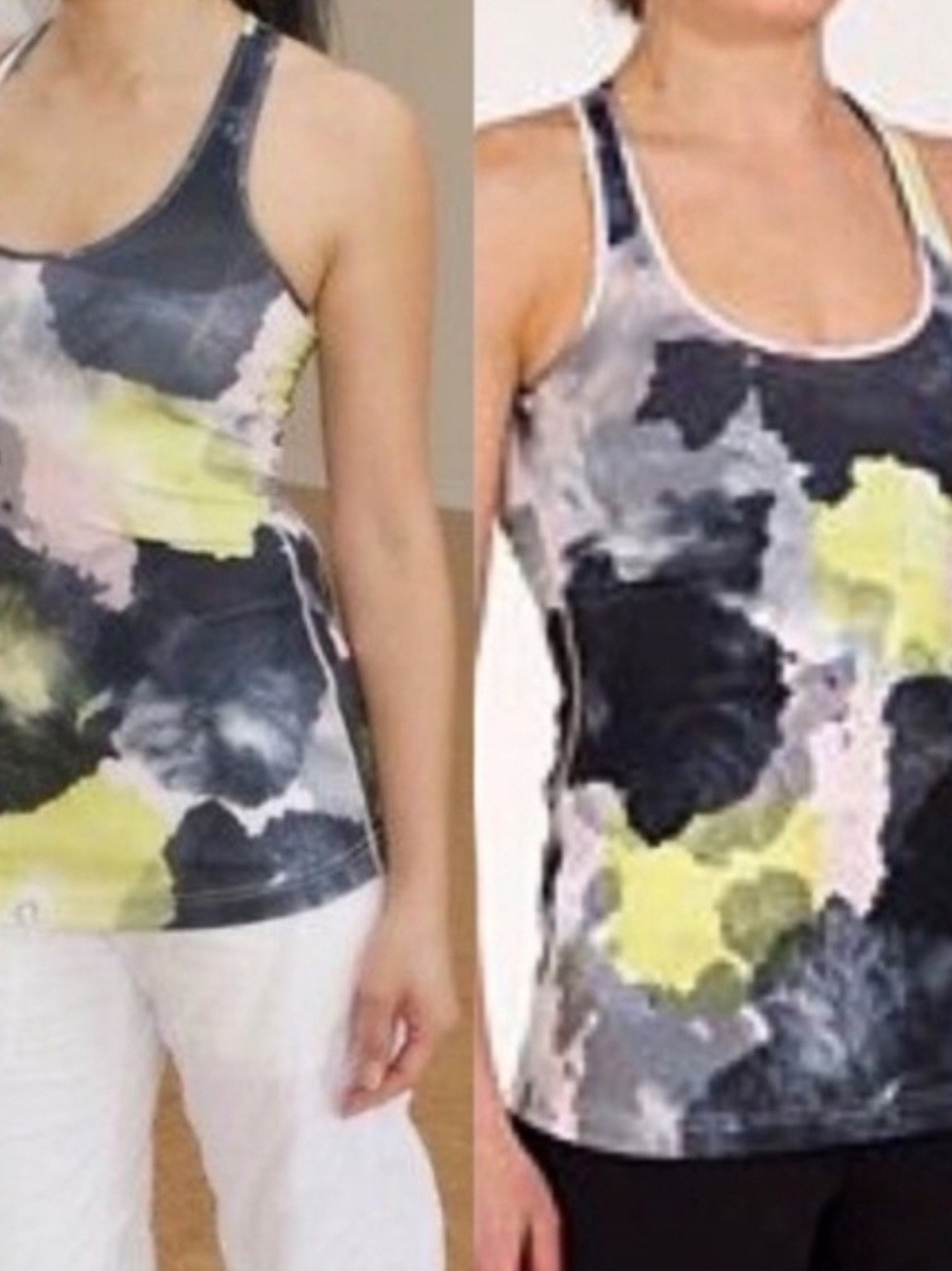 LULULEMON Green Watercolor Tinted Canvas Cool Racer Back Tank Top Sz 8